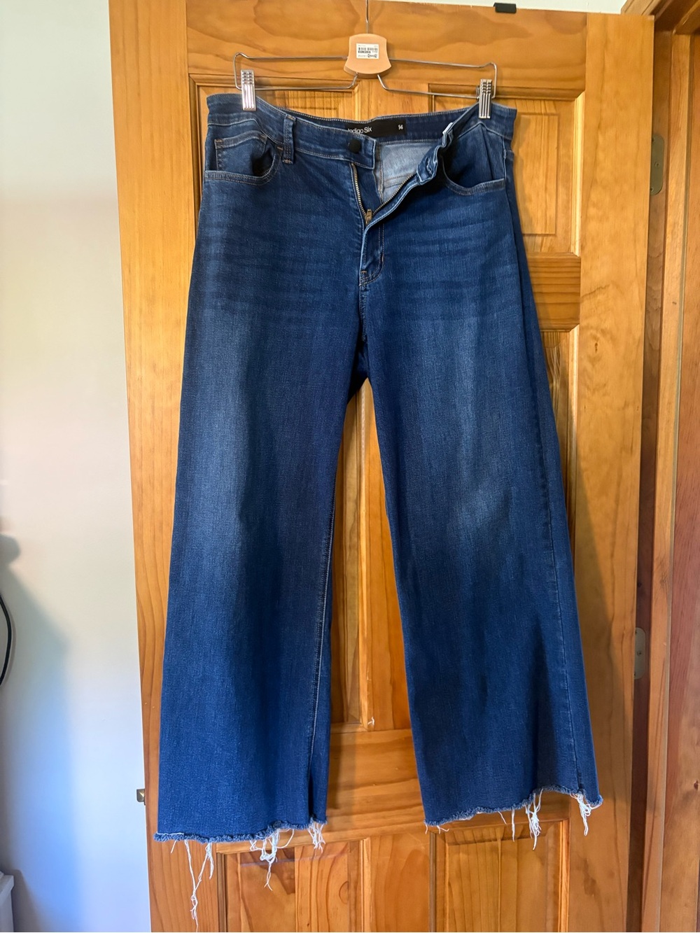 Indigo Six Womens Wide-Leg Dark Blue Jeans
